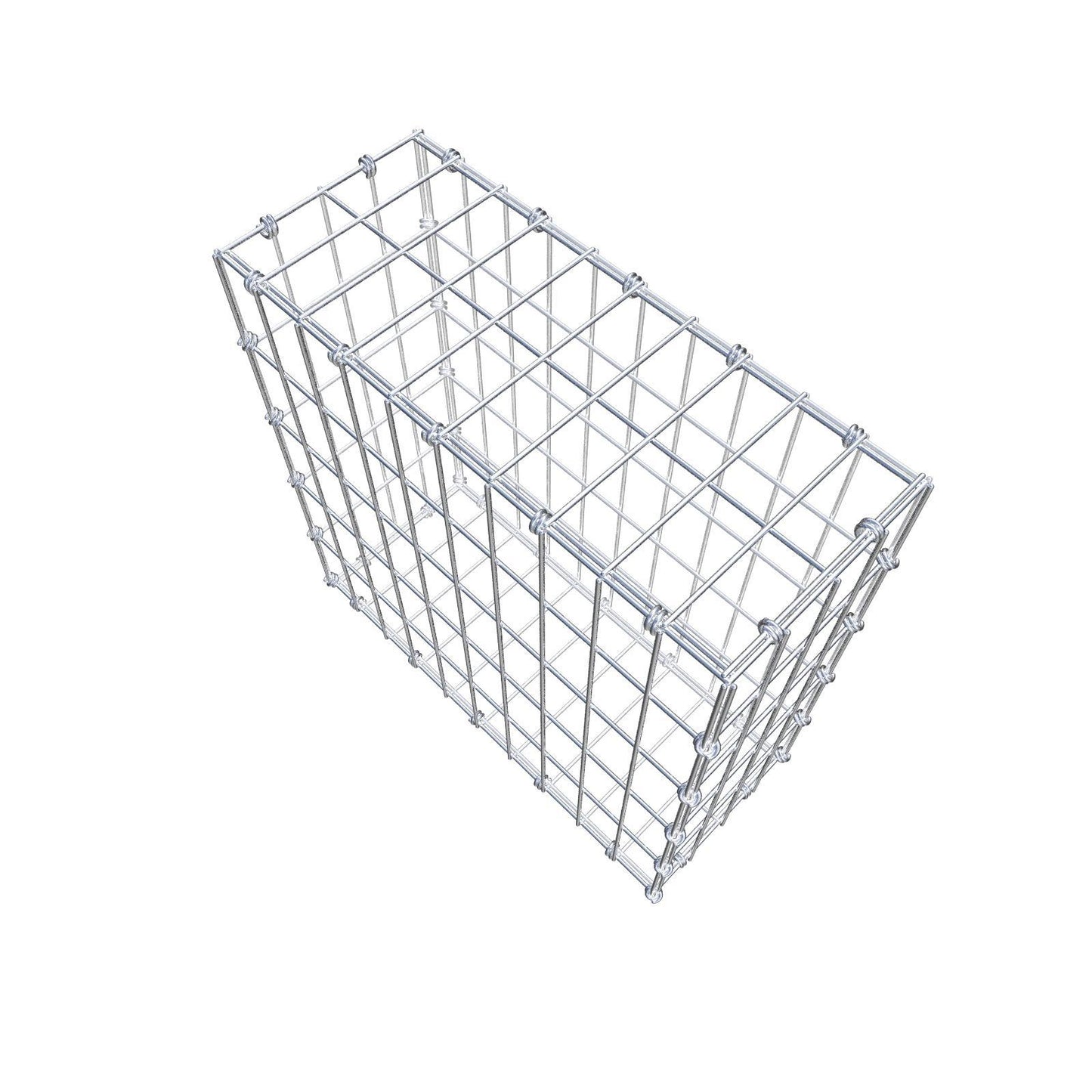 Gabião 50 cm x 50 cm x 20 cm (C x A x P), malhagem 5 x 10 cm, anel espiral
