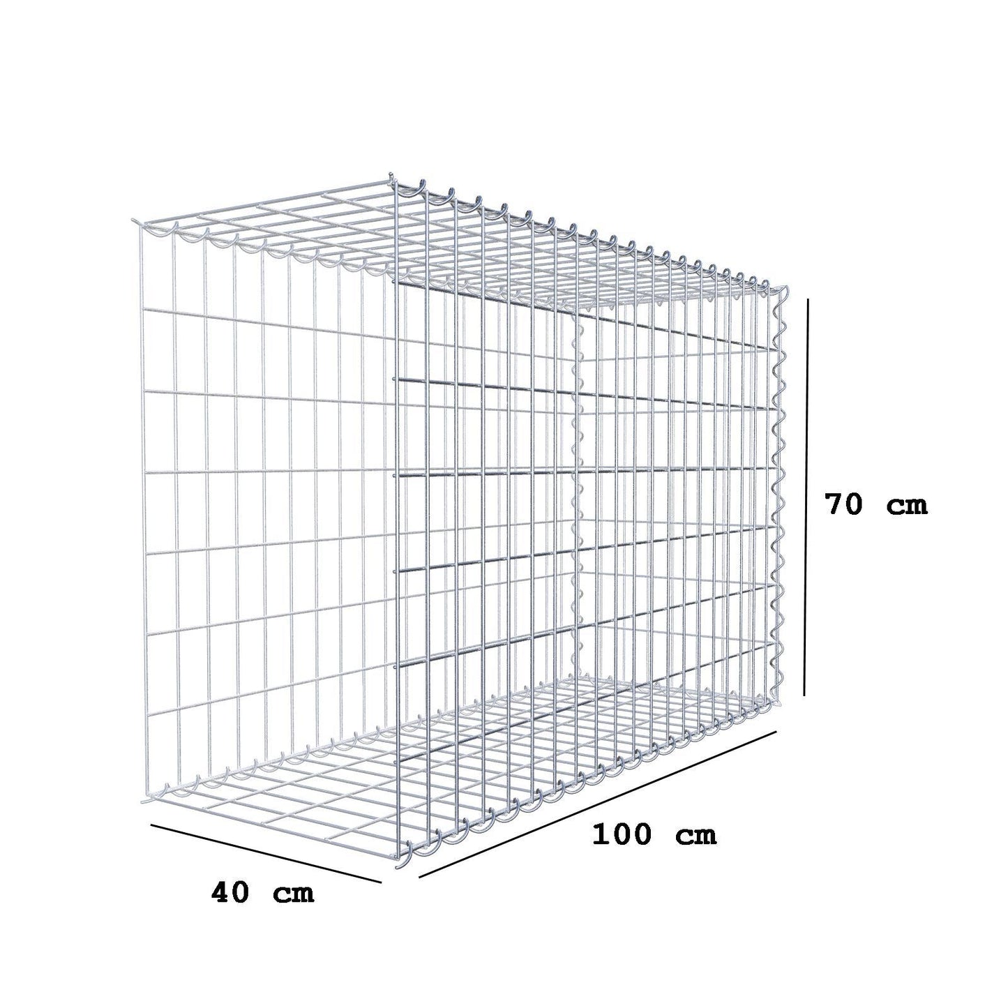 Gabbione aggiuntivo tipo 2 100 cm x 70 cm x 40 cm (L x H x P), dimensione maglia 5 cm x 10 cm, a spirale