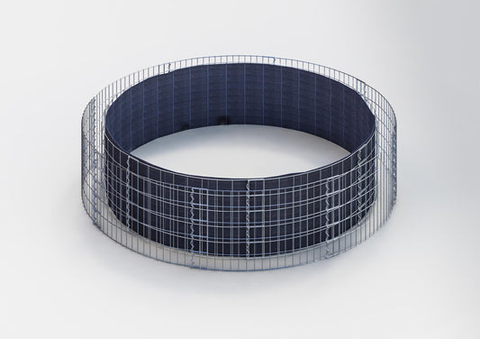 Rond verhoogd bed, buitendiameter 232 cm, hoogte 50 cm, maaswijdte 5 x 10 cm, wanddikte 15 cm