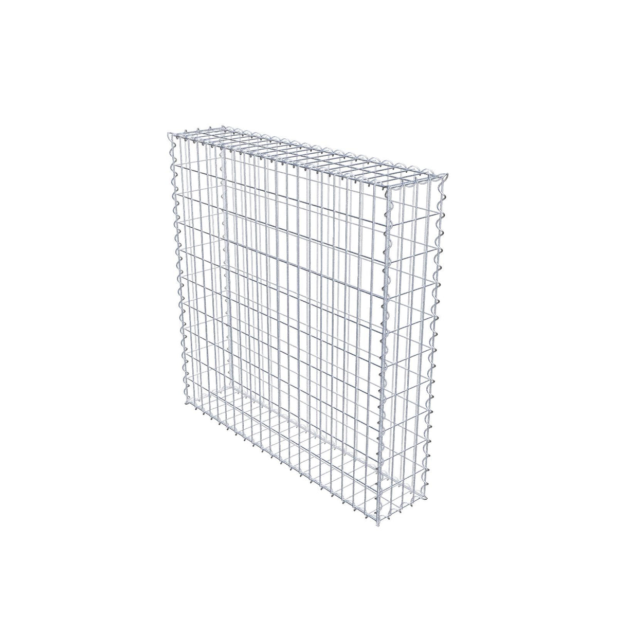 Gabion 100 cm x 100 cm x 20 cm (L x H x D), maskestørrelse 5 cm x 10 cm, spiral