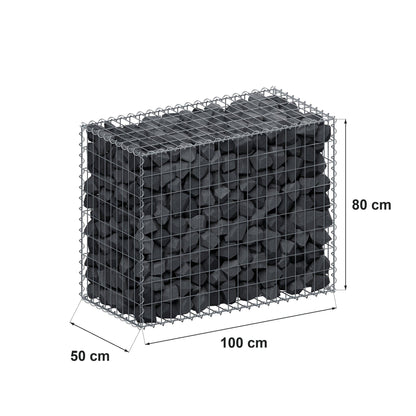Gabião 100 cm x 80 cm x 50 cm (C x A x P), malhagem 5 cm x 10 cm, espiral