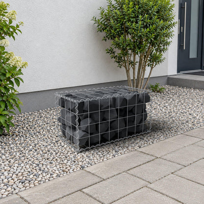 Schanskorf 80 cm x 40 cm x 40 cm (L x H x D), maaswijdte 10 cm x 10 cm, spiraalvormig