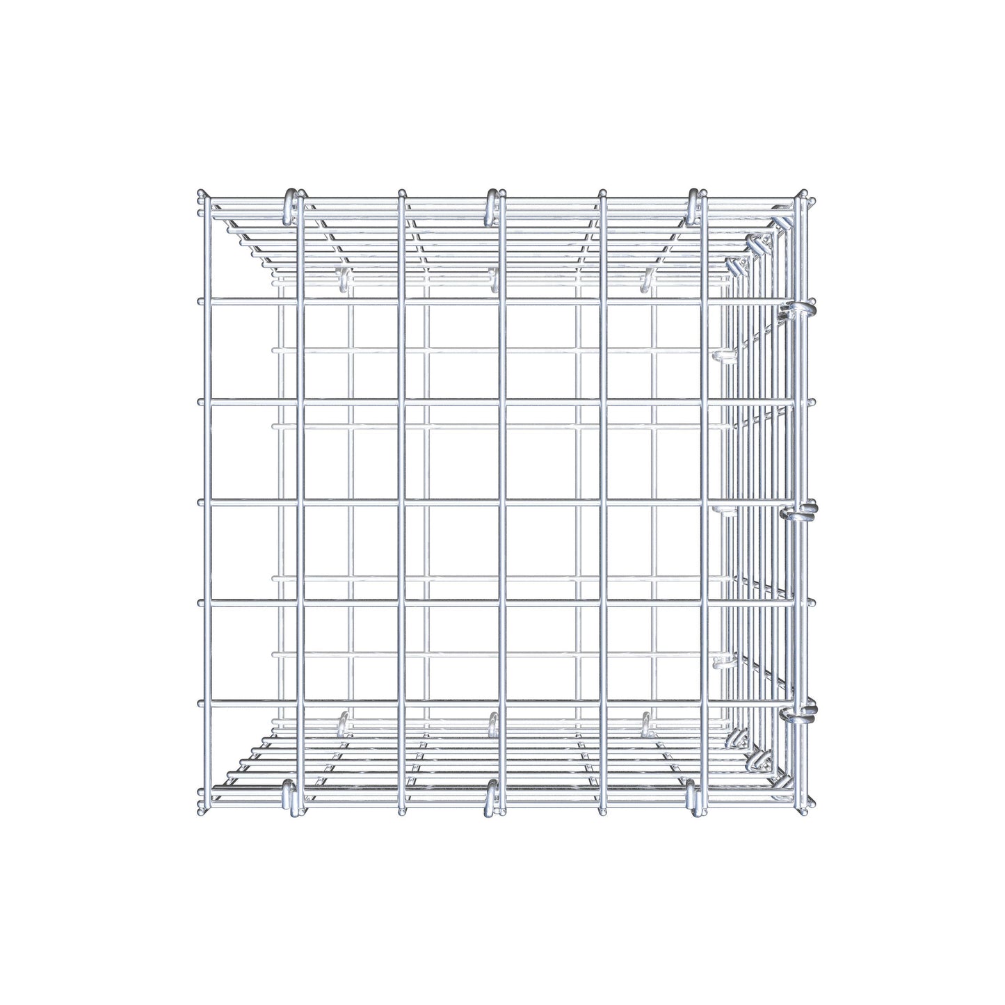 Mounted gabion type 2 30 cm x 30 cm x 30 cm (L x H x D), mesh size 5 cm x 5 cm, C-ring