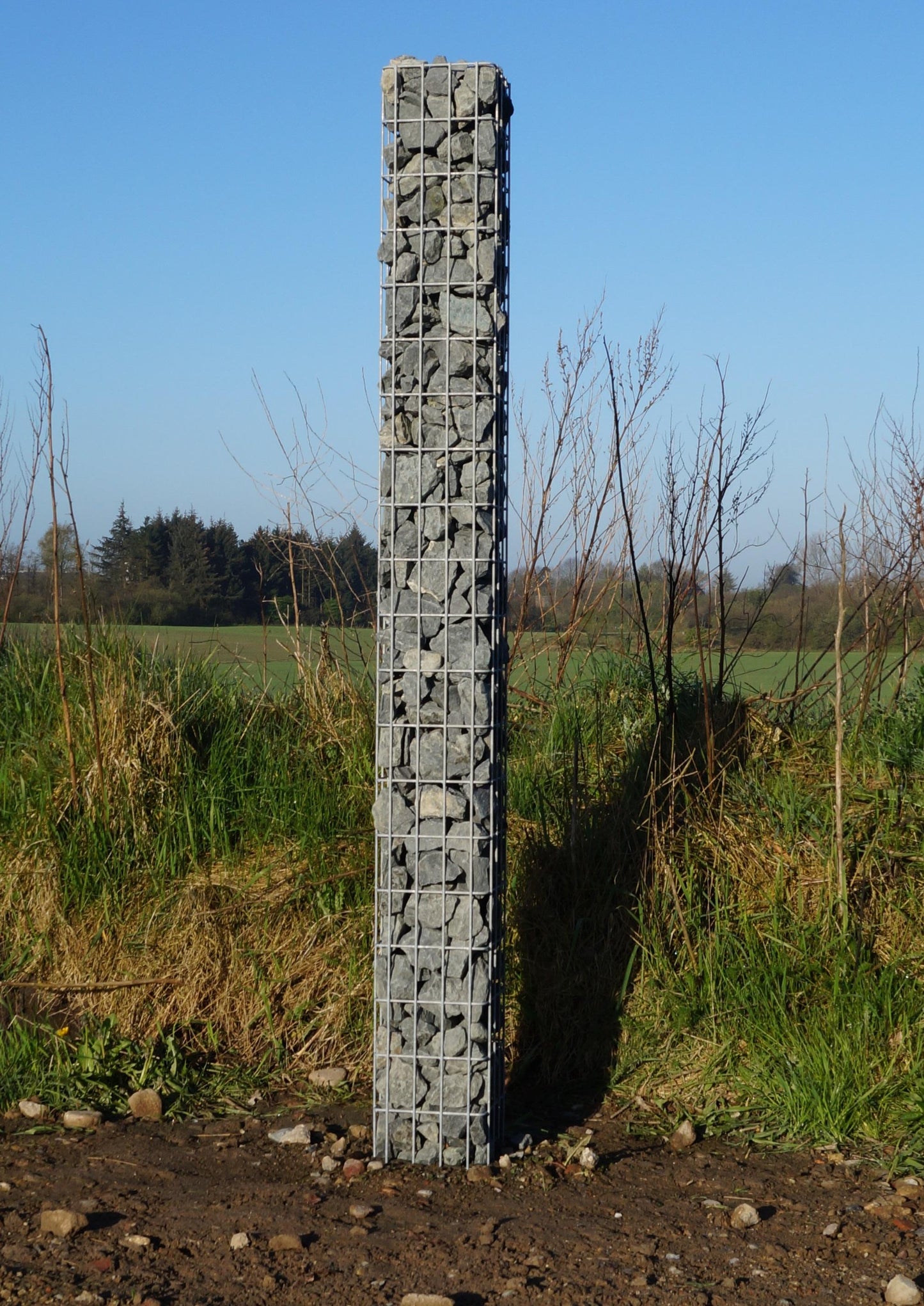 Coluna de gabião quadrada galvanizada a quente, 22 cm x 22 cm, 200 cm de altura, malha 5 cm x 10 cm