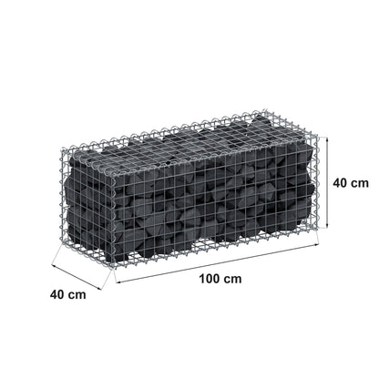 Gabione 100 cm x 40 cm x 40 cm (L x H x T), Maschenweite 5 cm x 5 cm, Spirale