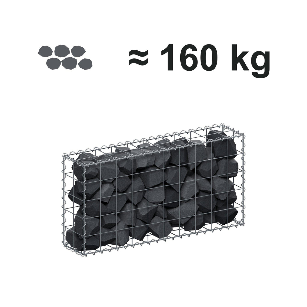 Gabion 100 cm x 50 cm x 20 cm (L x H x P), mailles 10 cm x 10 cm, spirale