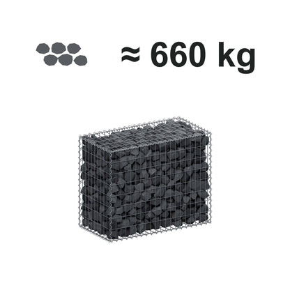 Gabião 100 cm x 80 cm x 50 cm (C x A x P), malhagem 5 cm x 10 cm, espiral