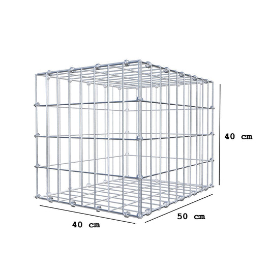 Gabião 50 cm x 40 cm x 40 cm (C x A x P), malhagem 5 x 10 cm, anel espiral
