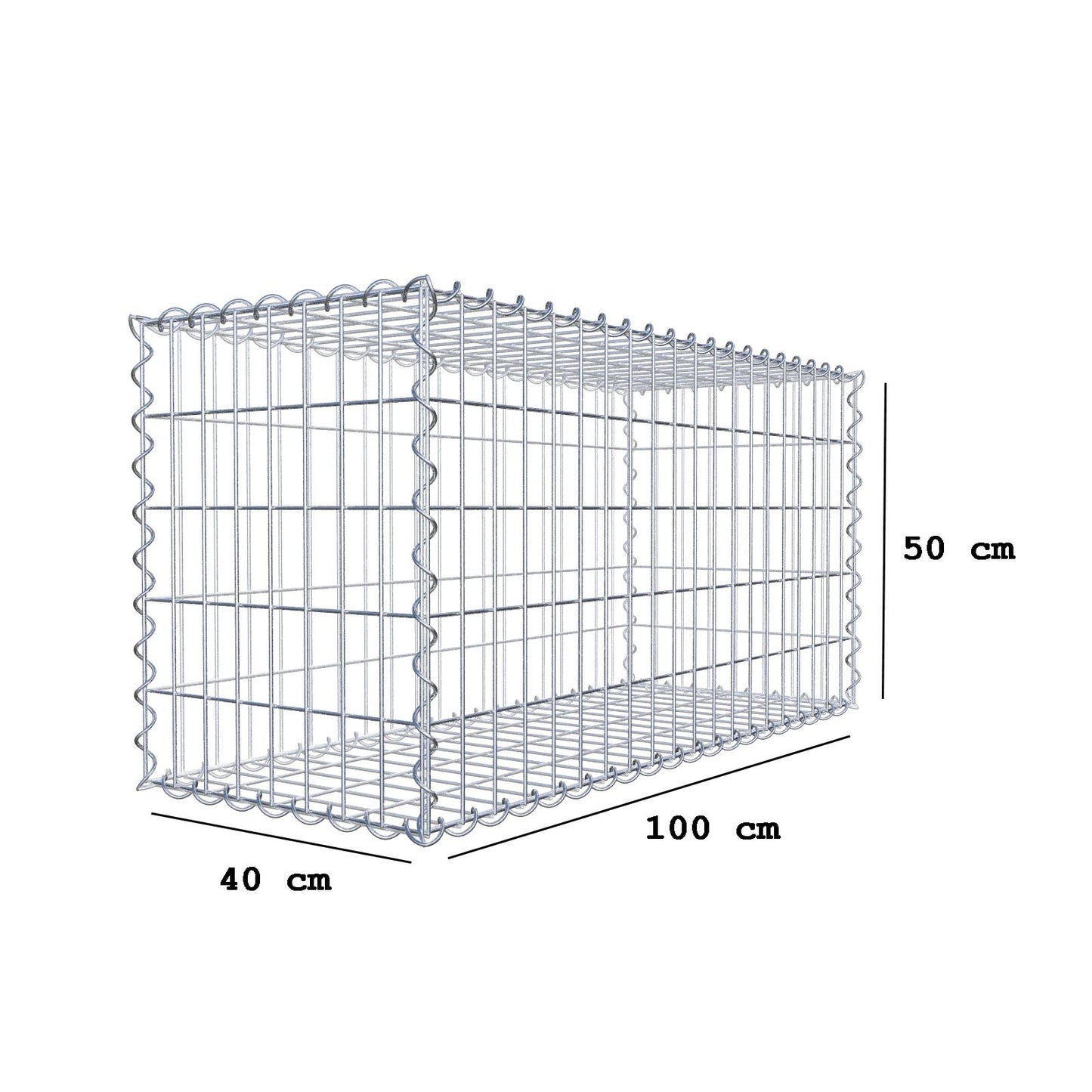2er Set Gabionen 100 cm x 50 cm x 40 cm (L x H x T), Maschenweite 5 x 10 cm, Spirale