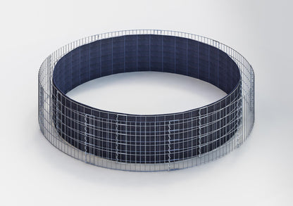 Rond verhoogd bed, buitendiameter 322 cm, hoogte 50 cm, maaswijdte 5 x 10 cm, wanddikte 15 cm