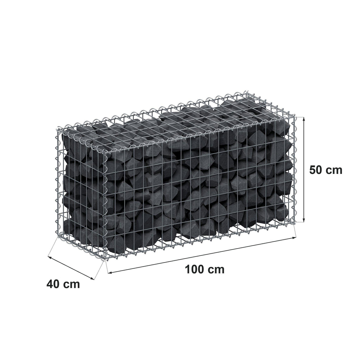Gabion 100 cm x 50 cm x 40 cm (L x H x P), mailles 5 cm x 10 cm, spirale