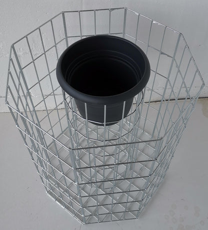 Colonna floreale ottagonale, altezza 62 cm, MW 5 x 10 cm, zincata a caldo, vaso incluso