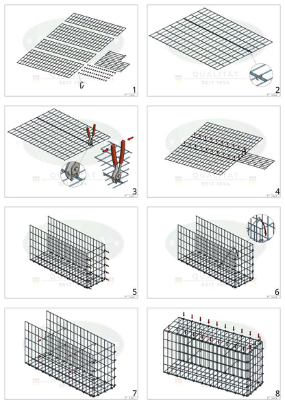 Anbaugabione Typ 2 100 cm x 50 cm x 30 cm, Maschenweite 5 cm x 10 cm, C-Ring