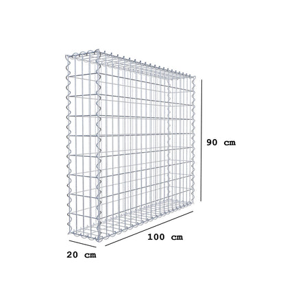 Gabione 100 cm x 90 cm x 20 cm (L x H x T), Maschenweite 5 cm x 10 cm, Spirale