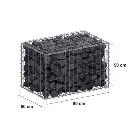 Gabion 80 cm x 50 cm x 50 cm (L x H x D), mesh size 5 cm x 10 cm, spiral