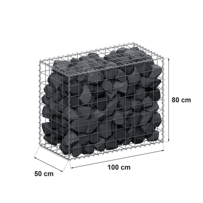 Gabion 100 cm x 80 cm x 50 cm (L x H x D), maskstorlek 10 cm x 10 cm, spiral