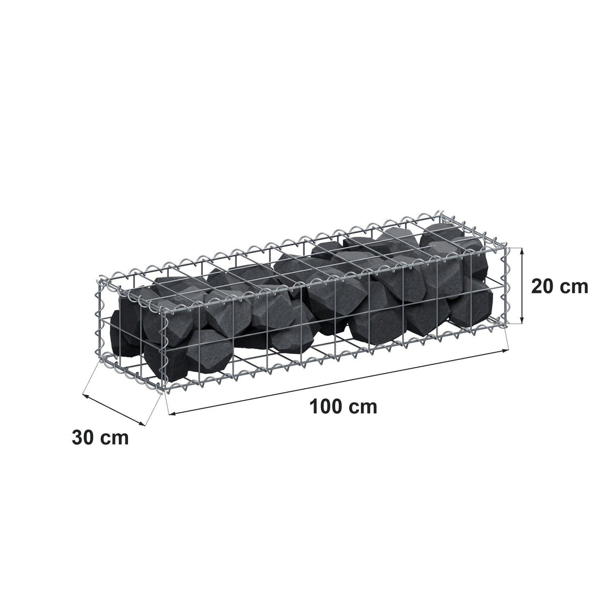 Gabion 100 cm x 20 cm x 30 cm (L x H x P), mailles 10 cm x 10 cm, spirale