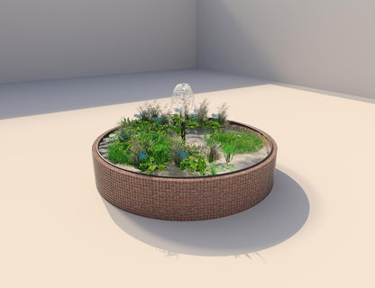 Gabião de lago elevado redondo, diâmetro exterior 412 cm, altura 80 cm, dimensão da malha 5 x 5 cm, espessura da parede 15 cm