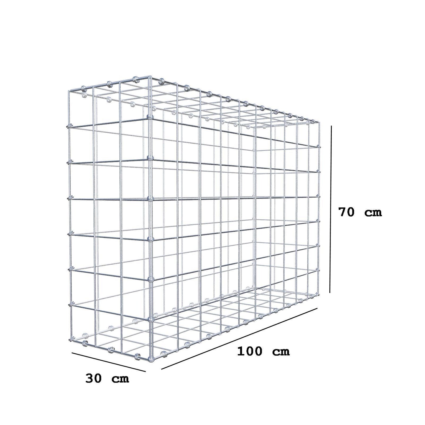Gabione 100 cm x 70 cm x 30 cm (L x H x T), Maschenweite 10 x 10 cm, Spiralring