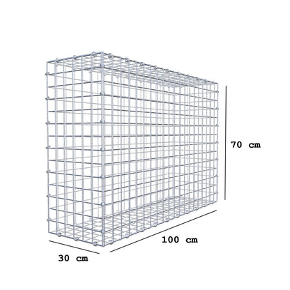 Gabbione 100 cm x 70 cm x 30 cm (L x H x P), maglia 5 x 5 cm, anello a spirale