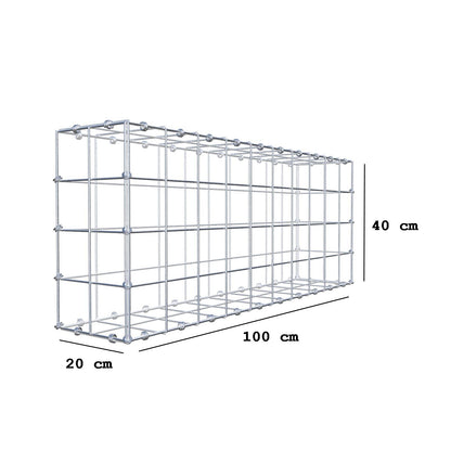Gabion 100 cm x 40 cm x 20 cm (L x H x D), maskstorlek 10 x 10 cm, spiralring