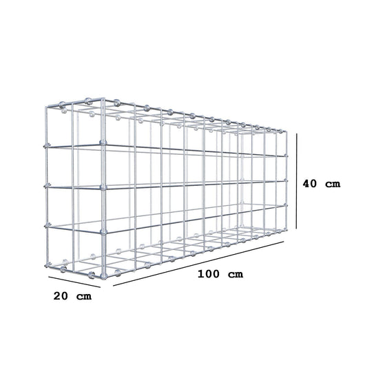Gabion 100 cm x 40 cm x 20 cm (L x H x D), mesh size 10 x 10 cm, spiral ring