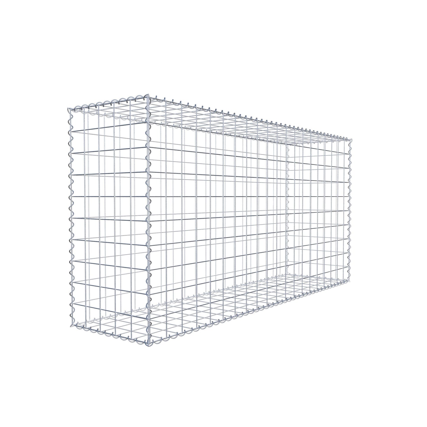 Gabião 200 cm x 100 cm x 50 cm (C x A x P), malhagem 10 cm x 10 cm, espiral