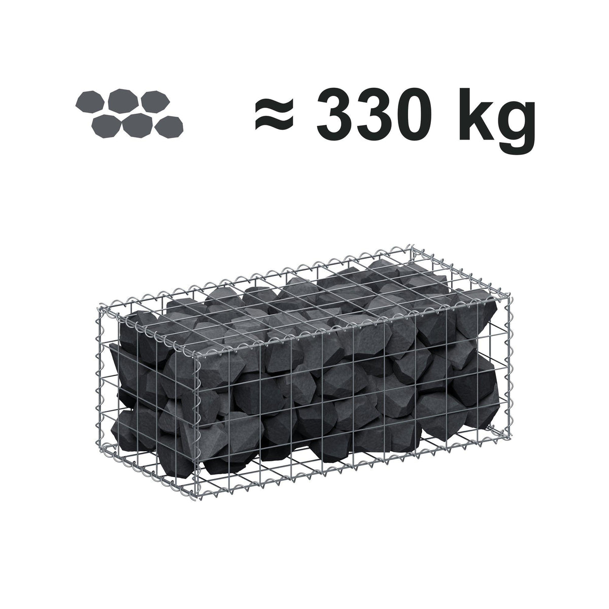 Gabion 100 cm x 40 cm x 50 cm (L x H x D), mesh size 10 cm x 10 cm, spiral