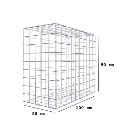 Gabione 100 cm x 90 cm x 50 cm (L x H x T), Maschenweite 10 x 10 cm, Spiralring