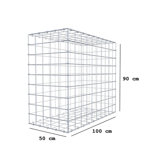 Gabione 100 cm x 90 cm x 50 cm (L x H x T), Maschenweite 10 x 10 cm, Spiralring