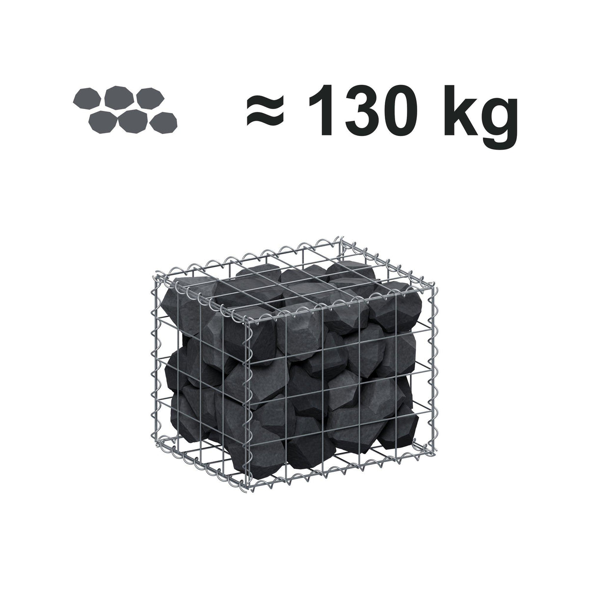 Gabion 50 cm x 40 cm x 40 cm (L x H x D), mesh size 10 cm x 10 cm, spiral