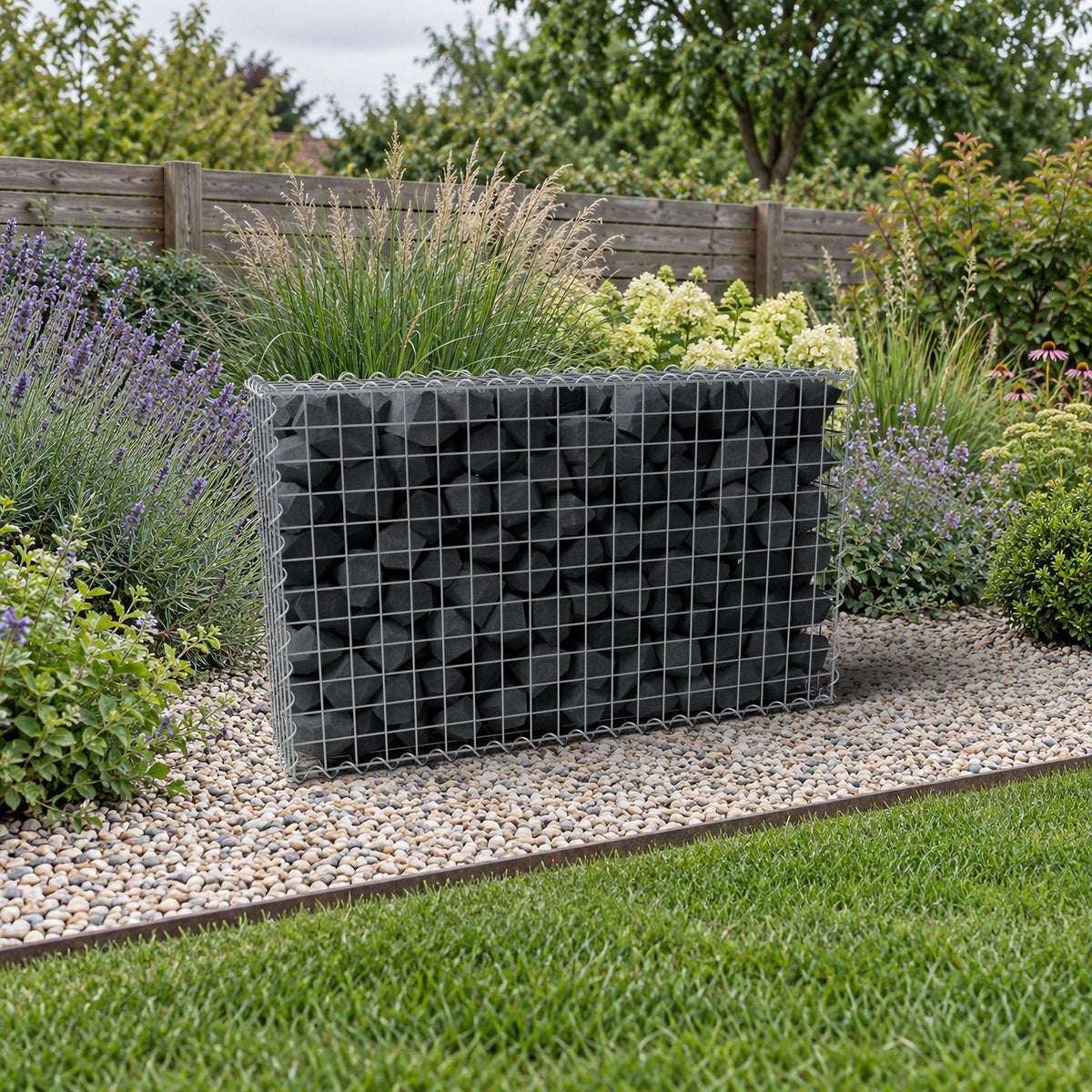 Gabion 100 cm x 60 cm x 20 cm (L x H x D), maskestørrelse 5 cm x 5 cm, spiral