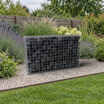 Gabion 100 cm x 60 cm x 20 cm (L x H x D), maskestørrelse 5 cm x 5 cm, spiral