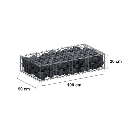 Gabion 100 cm x 20 cm x 50 cm (L x H x D), mesh size 5 cm x 10 cm, spiral