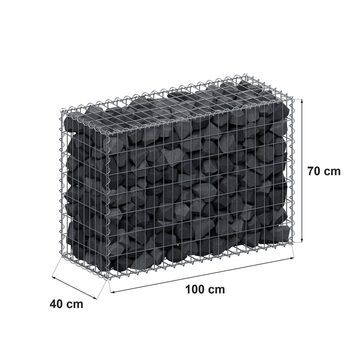 Gabion 100 cm x 70 cm x 40 cm (L x H x P), mailles 5 cm x 10 cm, spirale