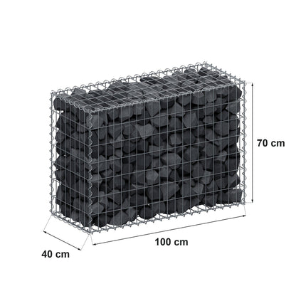 Gabion 100 cm x 70 cm x 40 cm (L x H x P), mailles 5 cm x 10 cm, spirale