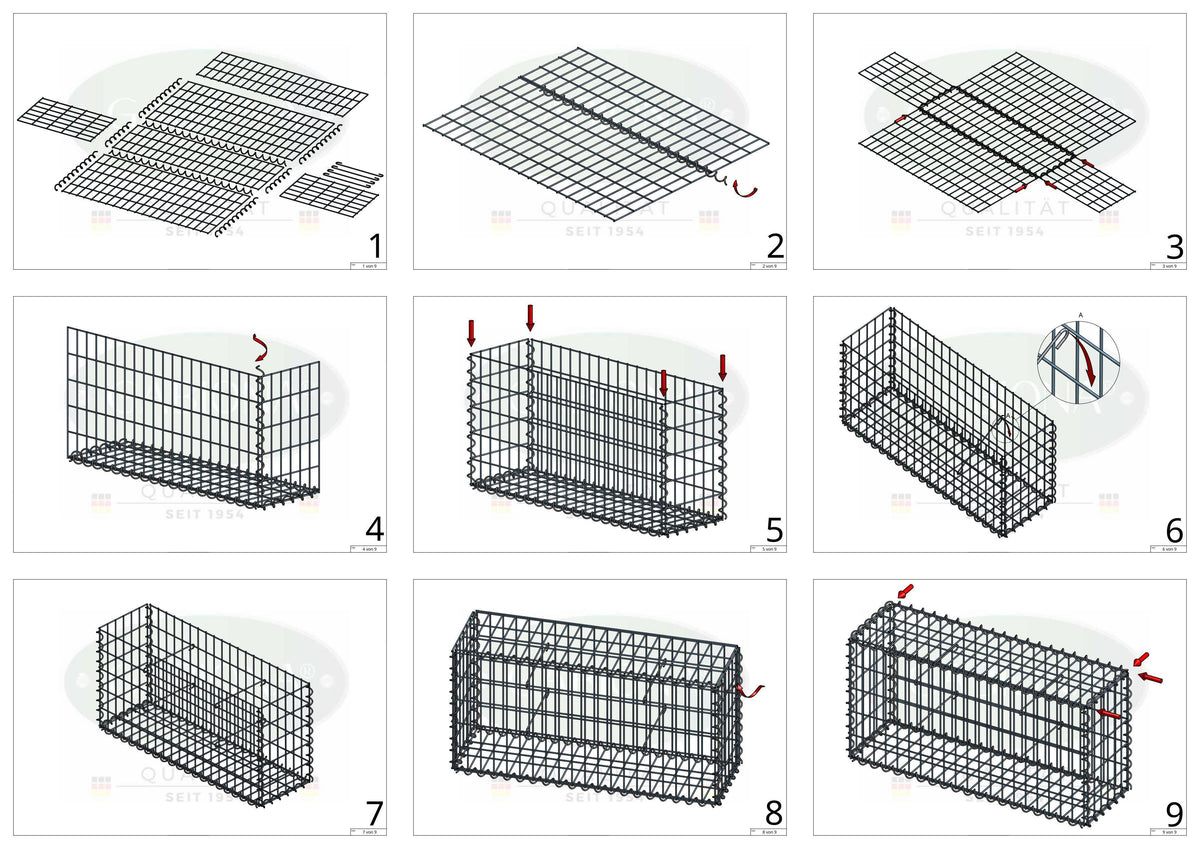 Gabion 200 cm x 100 cm x 20 cm (L x H x P), mailles 5 cm x 10 cm, spirale