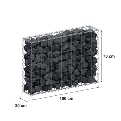 Gabione 100 cm x 70 cm x 20 cm (L x H x T), Maschenweite 5 cm x 10 cm, Spirale