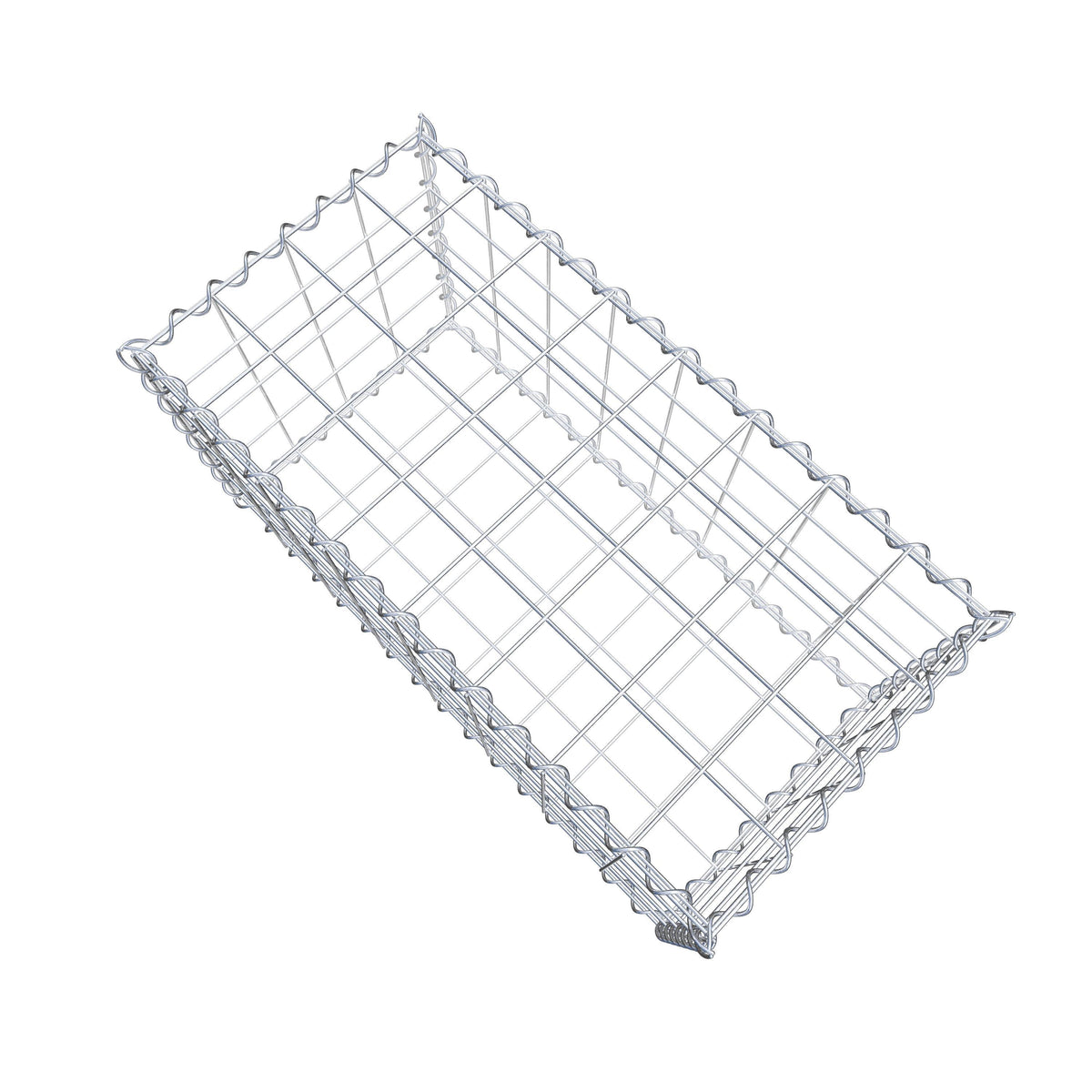 Schanskorf 80 cm x 40 cm x 40 cm (L x H x D), maaswijdte 10 cm x 10 cm, spiraalvormig