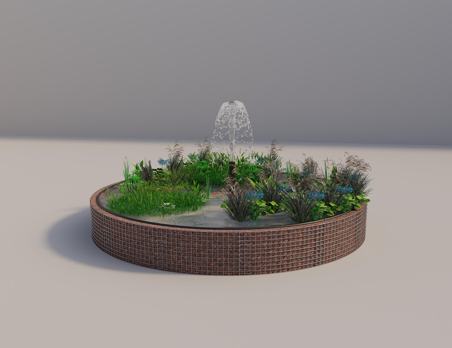 Gabion raised pond, round, outer diameter 382 cm, height 50 cm, mesh size 5 x 5 cm, wall thickness 15 cm