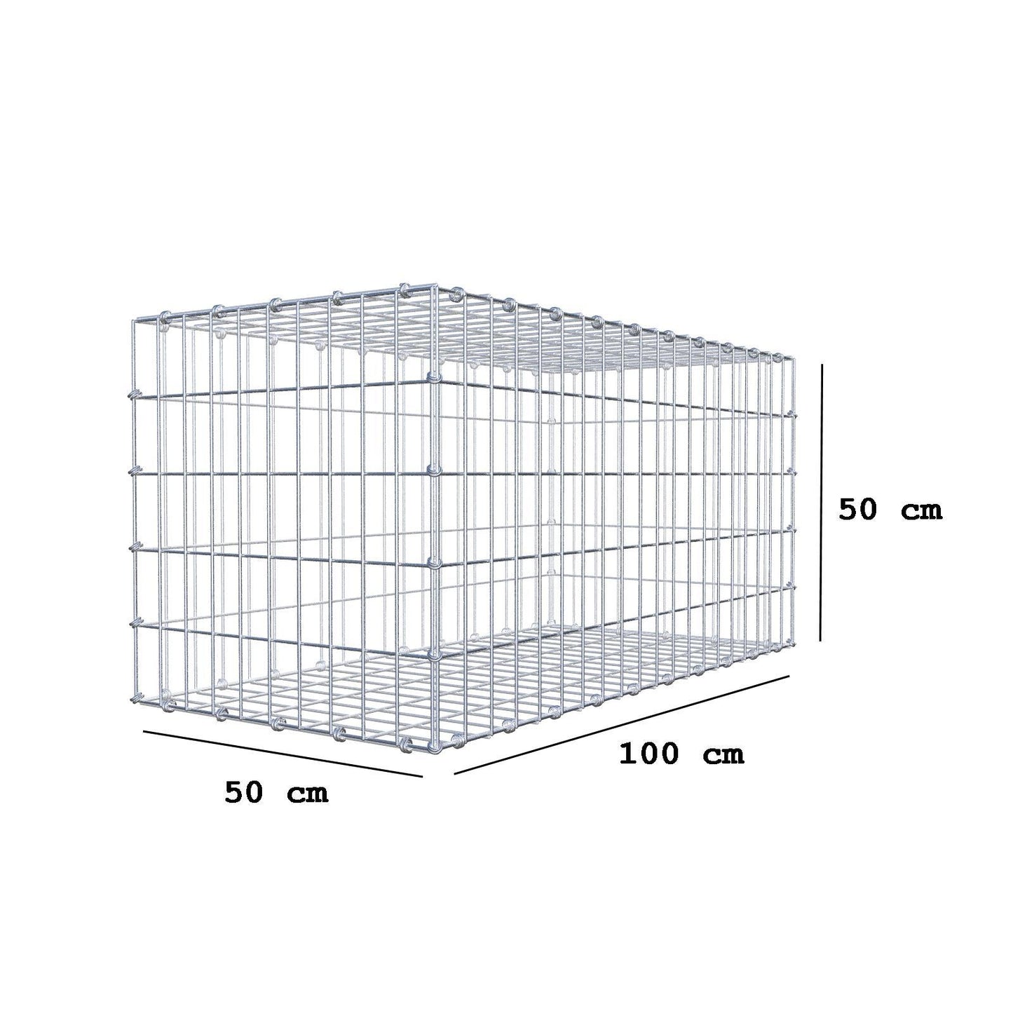 Gabione 100 cm x 50 cm x 50 cm (L x H x T), Maschenweite 5 x 10 cm, Spiralring