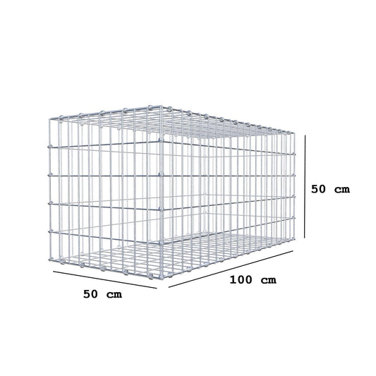 Gabione 100 cm x 50 cm x 50 cm (L x H x T), Maschenweite 5 x 10 cm, Spiralring
