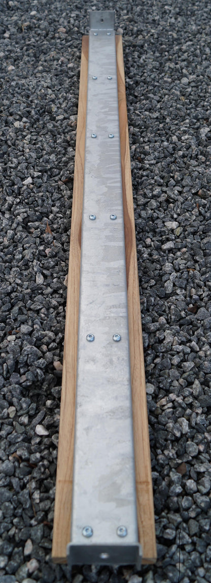 Banco de gaviones con 3 columnas de flores - teca, 205 cm de largo x 60 cm de alto x 37 cm de profundidad, galvanizado en caliente, MW 5 x 5 cm