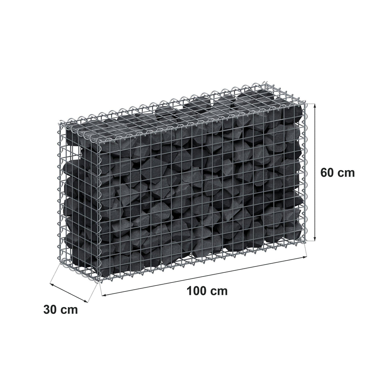 Gabione 100 cm x 60 cm x 30 cm (L x H x T), Maschenweite 5 cm x 5 cm, Spirale