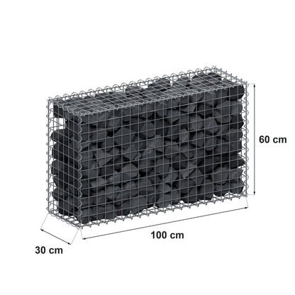 Gabione 100 cm x 60 cm x 30 cm (L x H x T), Maschenweite 5 cm x 5 cm, Spirale