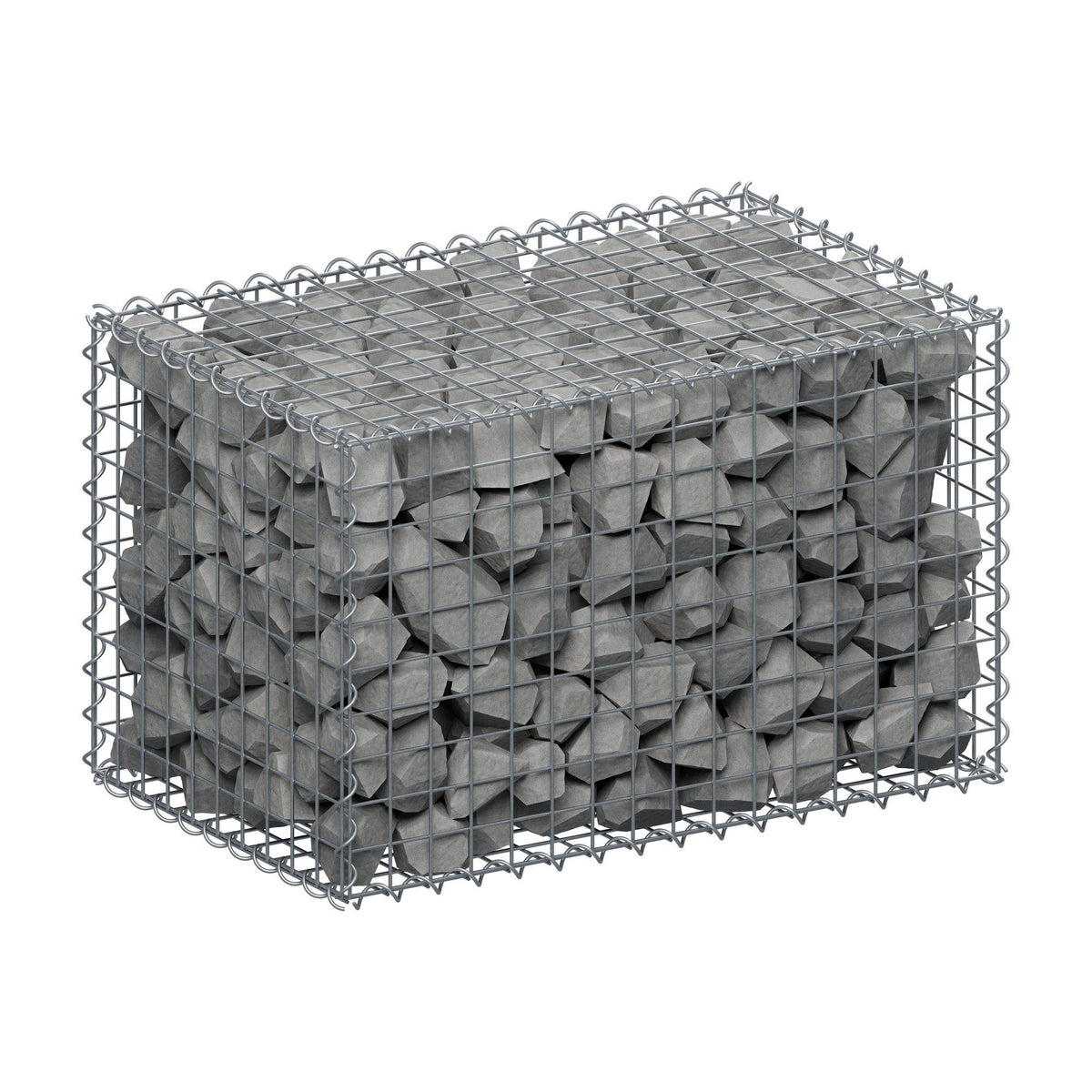 Gabião 80 cm x 50 cm x 50 cm (C x A x P), malhagem 5 cm x 5 cm, espiral