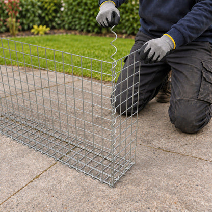 Gabion 100 cm x 60 cm x 20 cm (L x H x D), maskestørrelse 5 cm x 5 cm, spiral