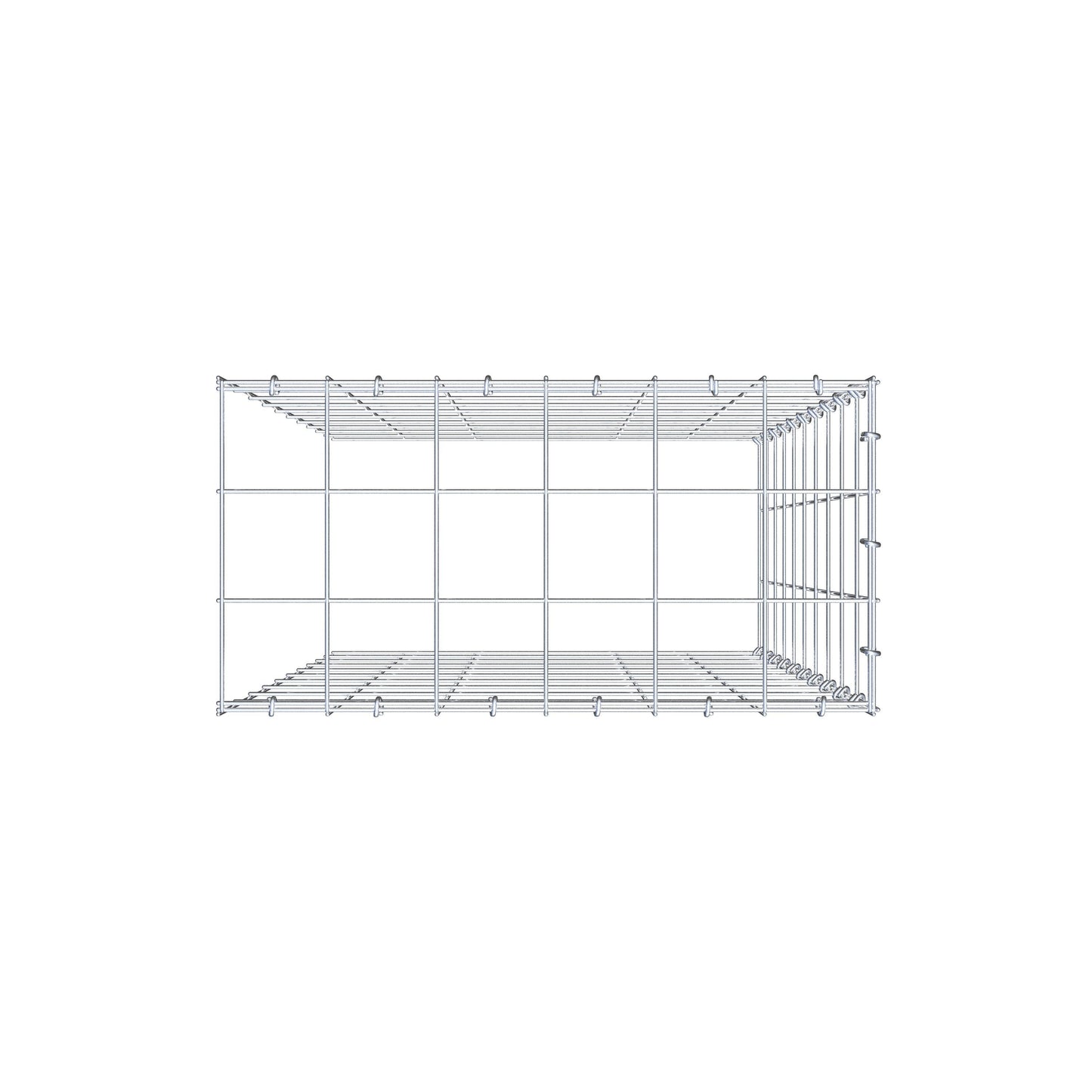 Monteret gabion type 4 100 cm x 60 cm x 30 cm (L x H x D), maskestørrelse 10 cm x 10 cm, C-ring