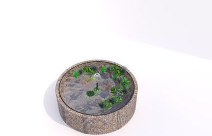 Gabionupphöjd damm, rund, ytterdiameter 262 cm, höjd 80 cm, maskstorlek 5 x 5 cm, väggtjocklek 15 cm