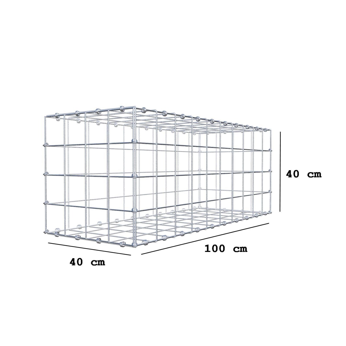 Gabion 100 cm x 40 cm x 40 cm (L x H x D), mesh size 10 x 10 cm, spiral ring